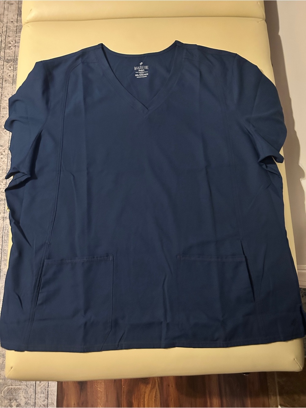 Med Couture V-Neck Tunic Top in Navy Blue